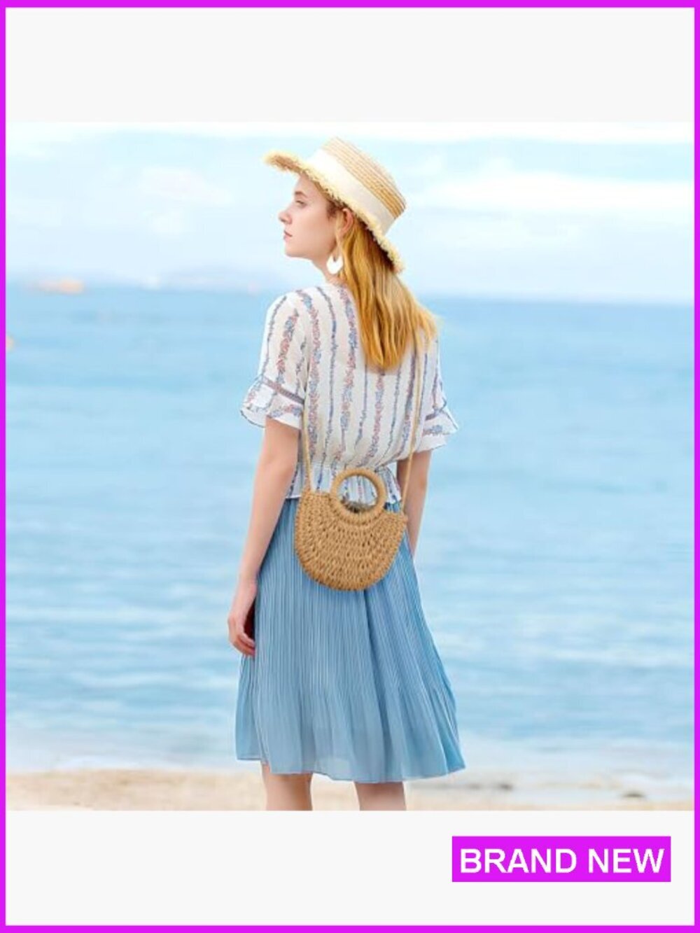 Straw Hobo Bag Handwoven Crossbody Shoulder Purse Eco Friendly Summer Beach - Picture 2 of 7